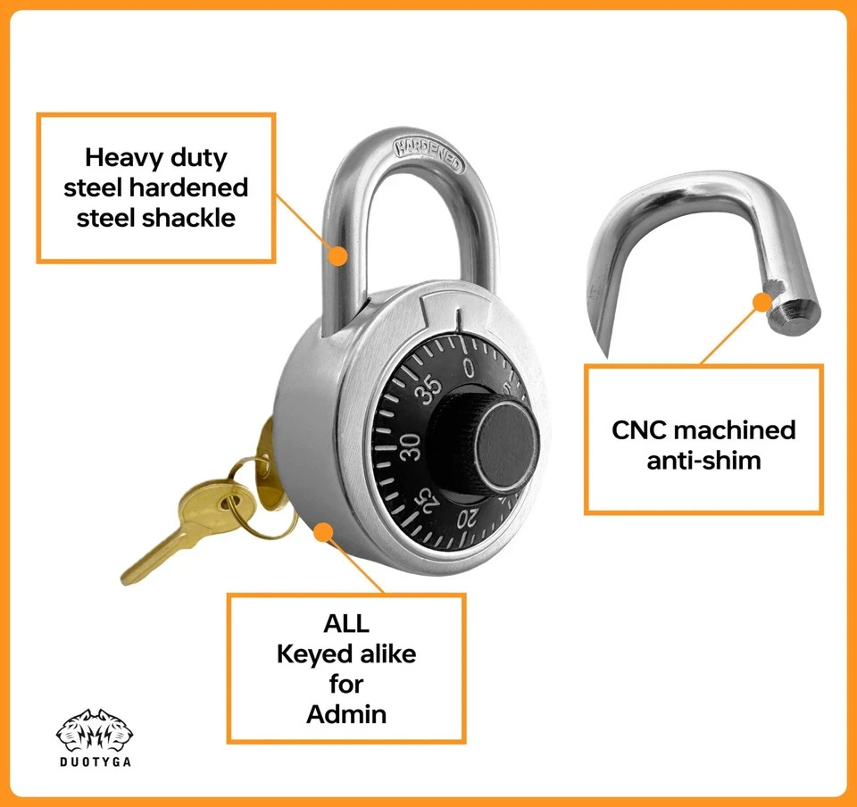 Combination Padlock with Key, 2 Pack 2 Keyed Alike Matching Key, Combination ...