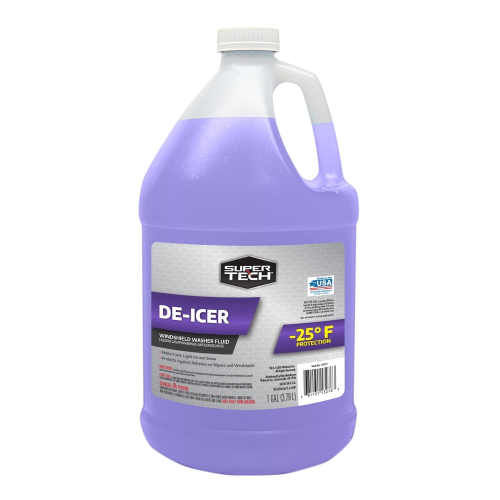 Super Tech De-Icer Windshield Washer Fluid, -25F Protection, Rain Repeller, 1