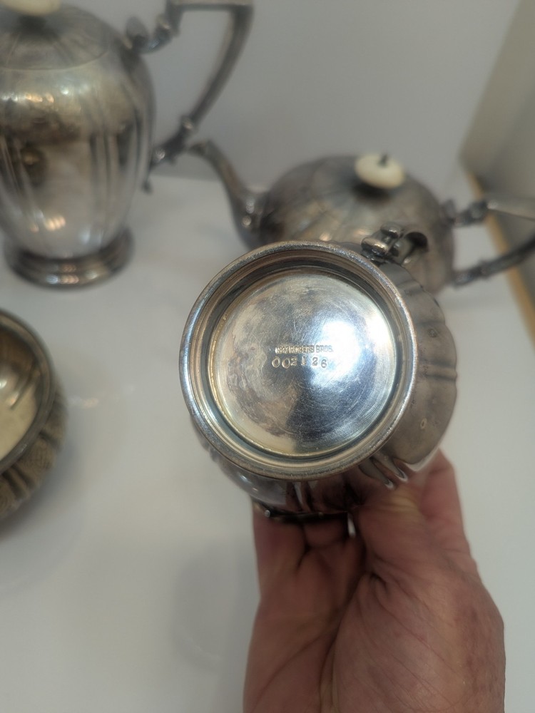 Antique Victorian Silverplate Tea Coffee Set Floral Engraved Serving Set...G6