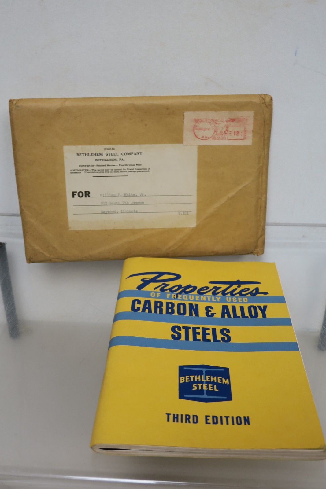 1946 BETHLEHEM STEEL PROPERTIES OF CARBON & ALLOY STEELS BOOK w/Mailer