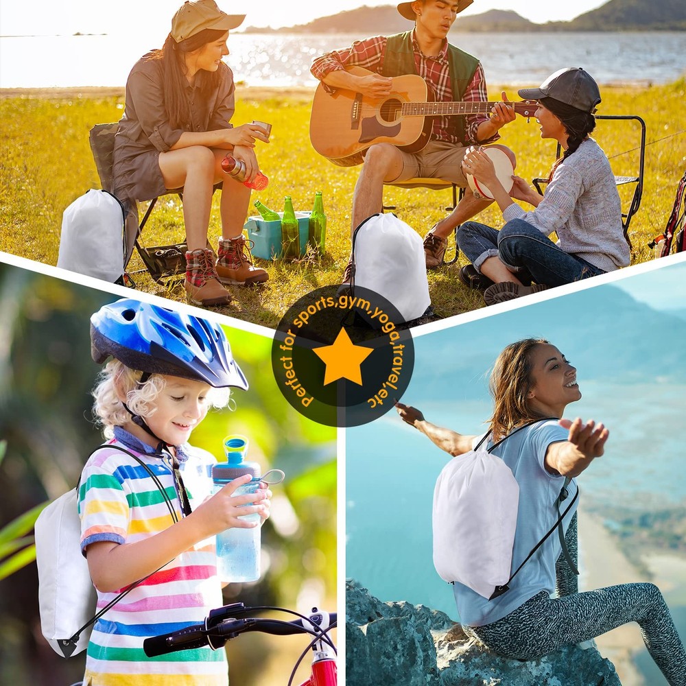 100 Pcs Sublimation Drawstring Bags Bulk White Blank Drawstring Backpacks Reu...