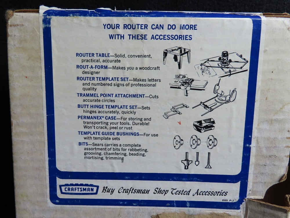 Sears Craftsman Router Access - Template Bushings - Edge Guide - Bit Sharpener
