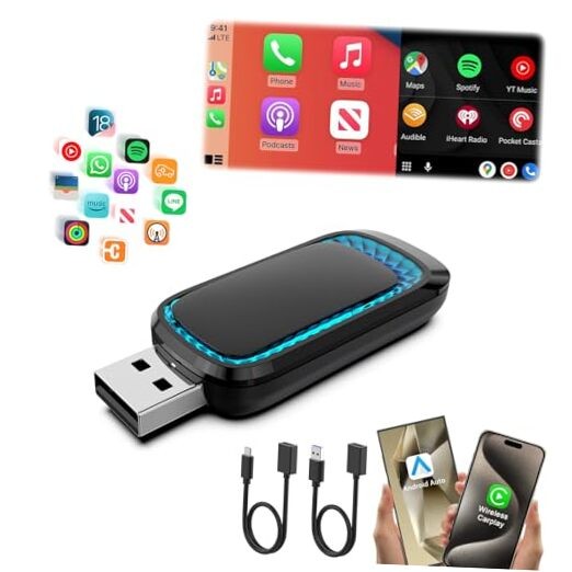 Android Auto Wireless Adapter & Wireless CarPlay Adapter-Mini USB CarPlay
