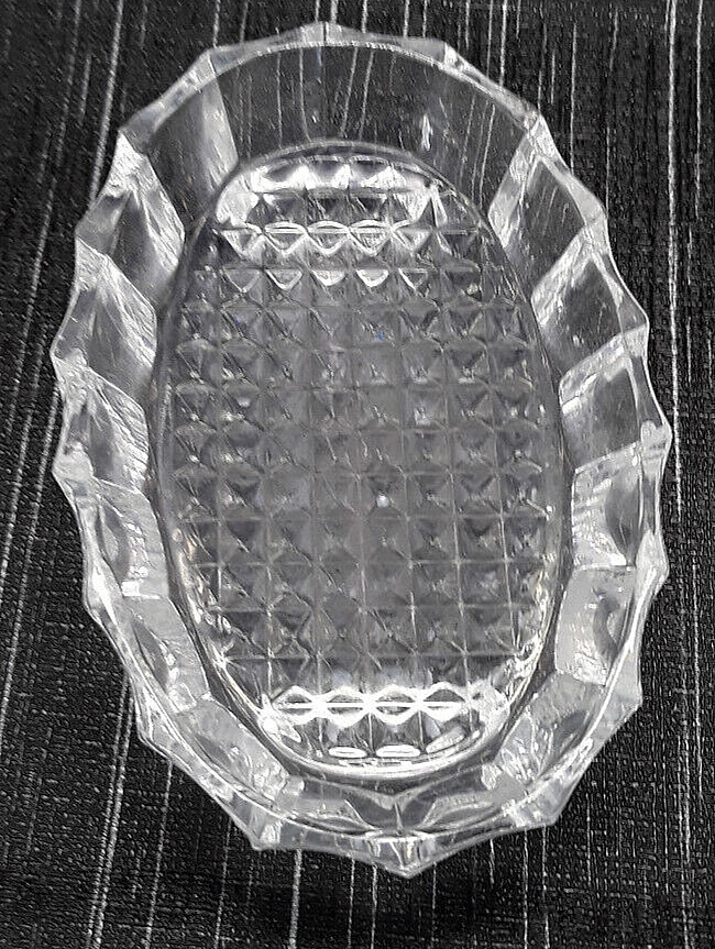 Leaded Glass Hobnail Pattern Soap Dish 4.5"X3"