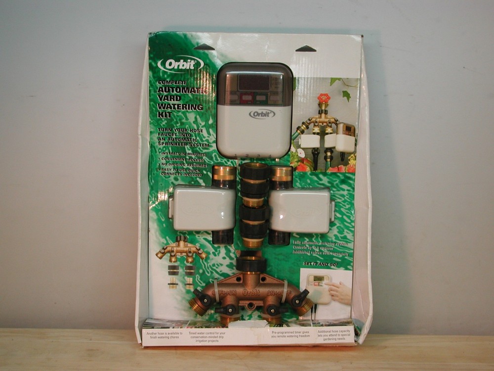 Orbit - AUTOMATIC YARD WATERING KIT - w/timer, 2 electric valves, 4 way brass co