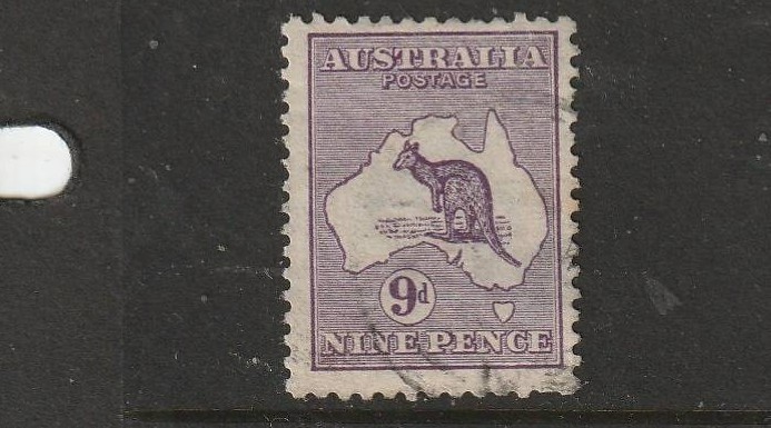 STAMPS   AUST  KANGAROO   9d  VIOLET   1st WMK    FINE USED