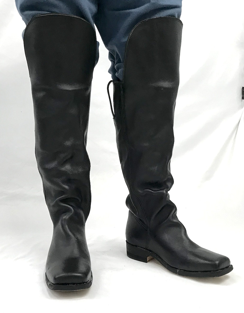 Black Leather Boots with Knee Flap Size 11 - Civil War