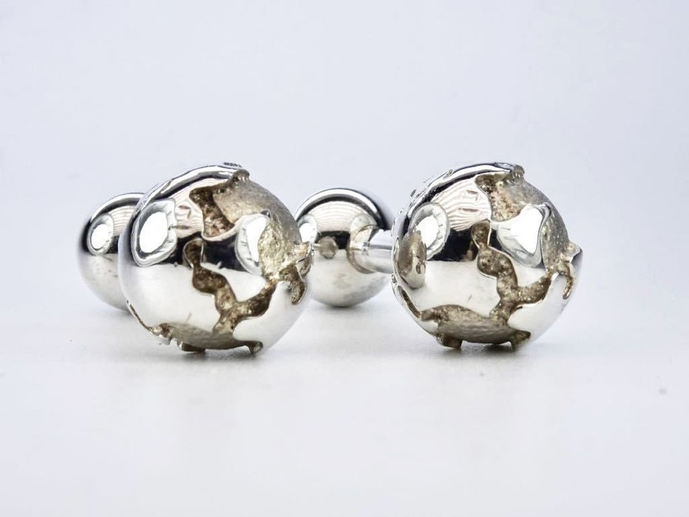Tiffany Globe Barbell Silver 925 Cufflinks Co.
