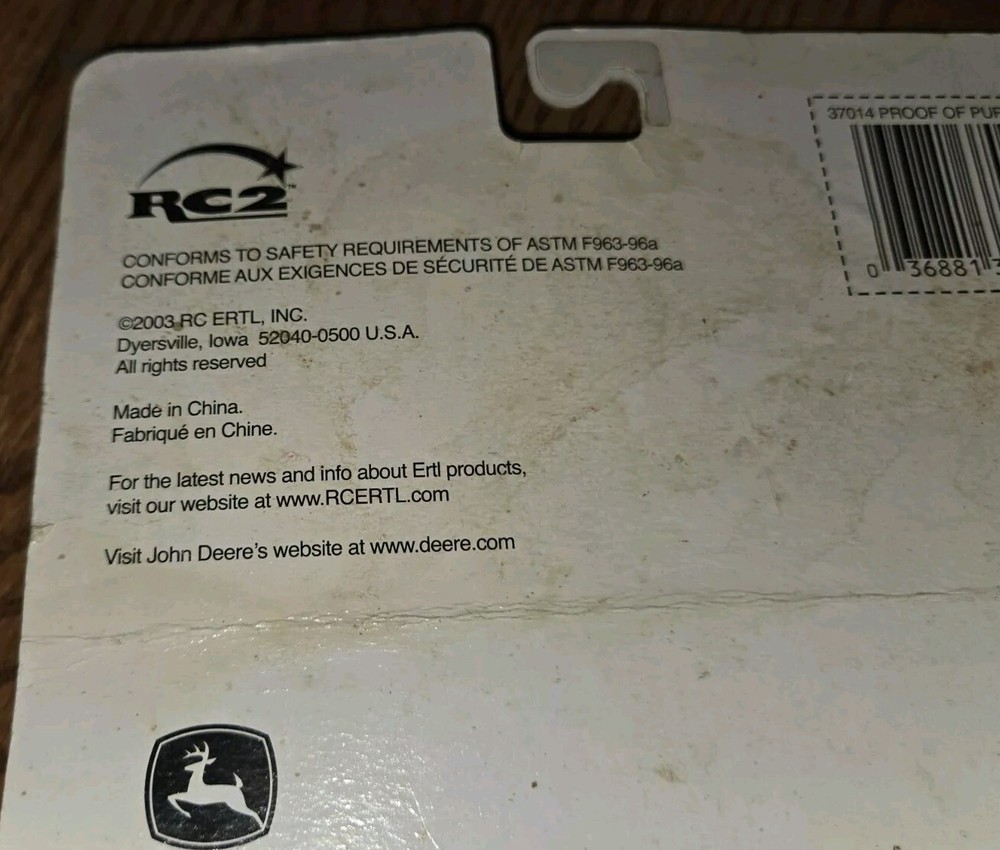 2003p ERTL John Deere Backhoe Loader Construction 1/64 Scale