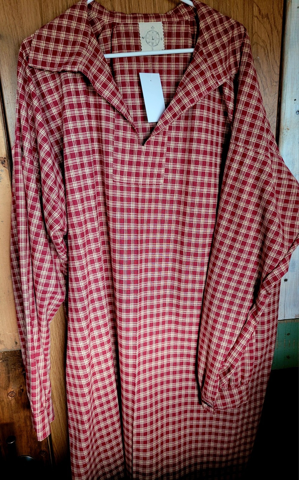 Mountain Man, Longhunter, Reenactor Shirt, Wine plaid, 2XL