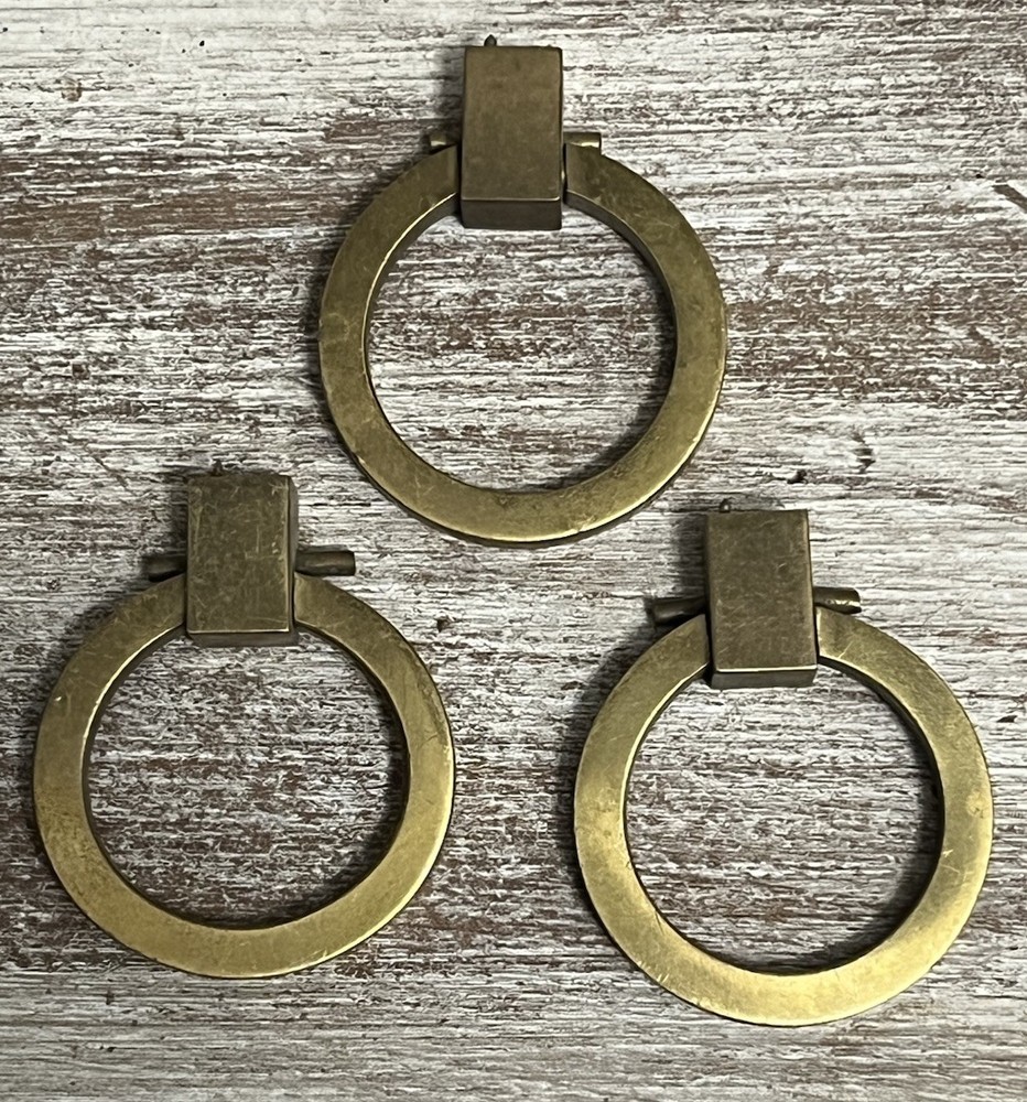 Robsjohn Gibbings Brass Ring Drawer Pulls A209 MCM 2” QTY 3