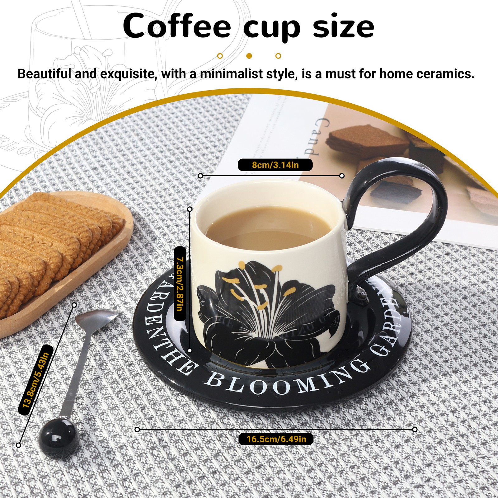 Ceramic Coffee Mugs Retro Style Afternoon Tea Mugs for Home Use, White