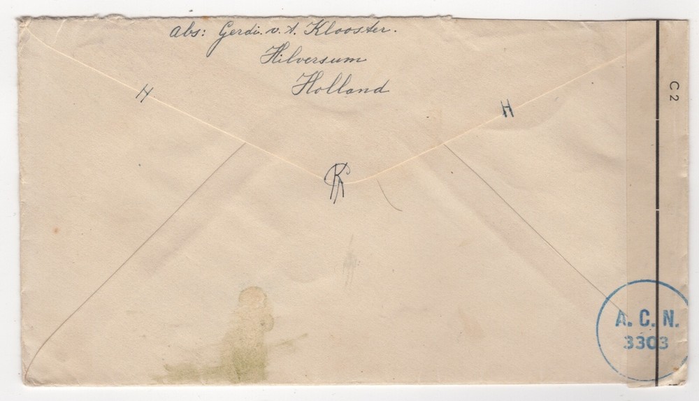 1946 Oct 18th. Censor Cover. Bussum to Rastenberg, Germany.