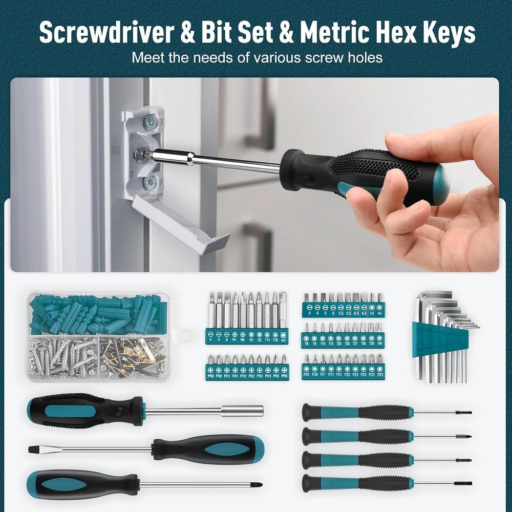 Sundpey Home Tool Kit 281-Pcs - Portable Complete Basic Repair General Hand Tool