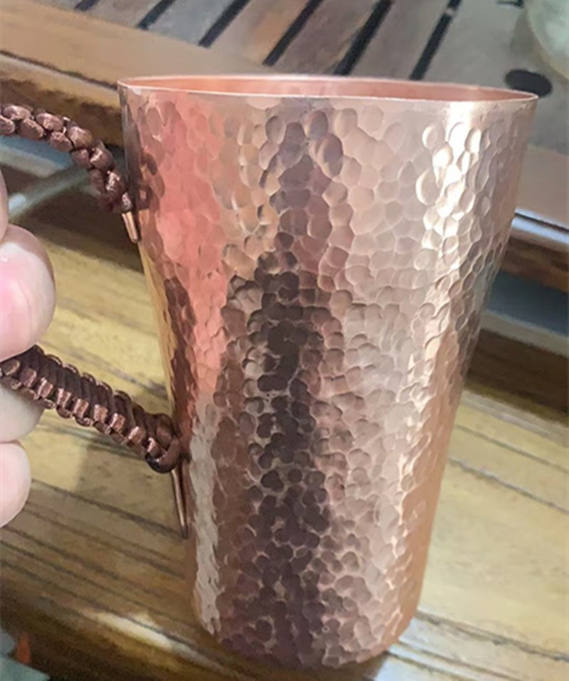 Hammer patterned pure copper drinking cup, teacup, coffee cup, thick mouthed cup