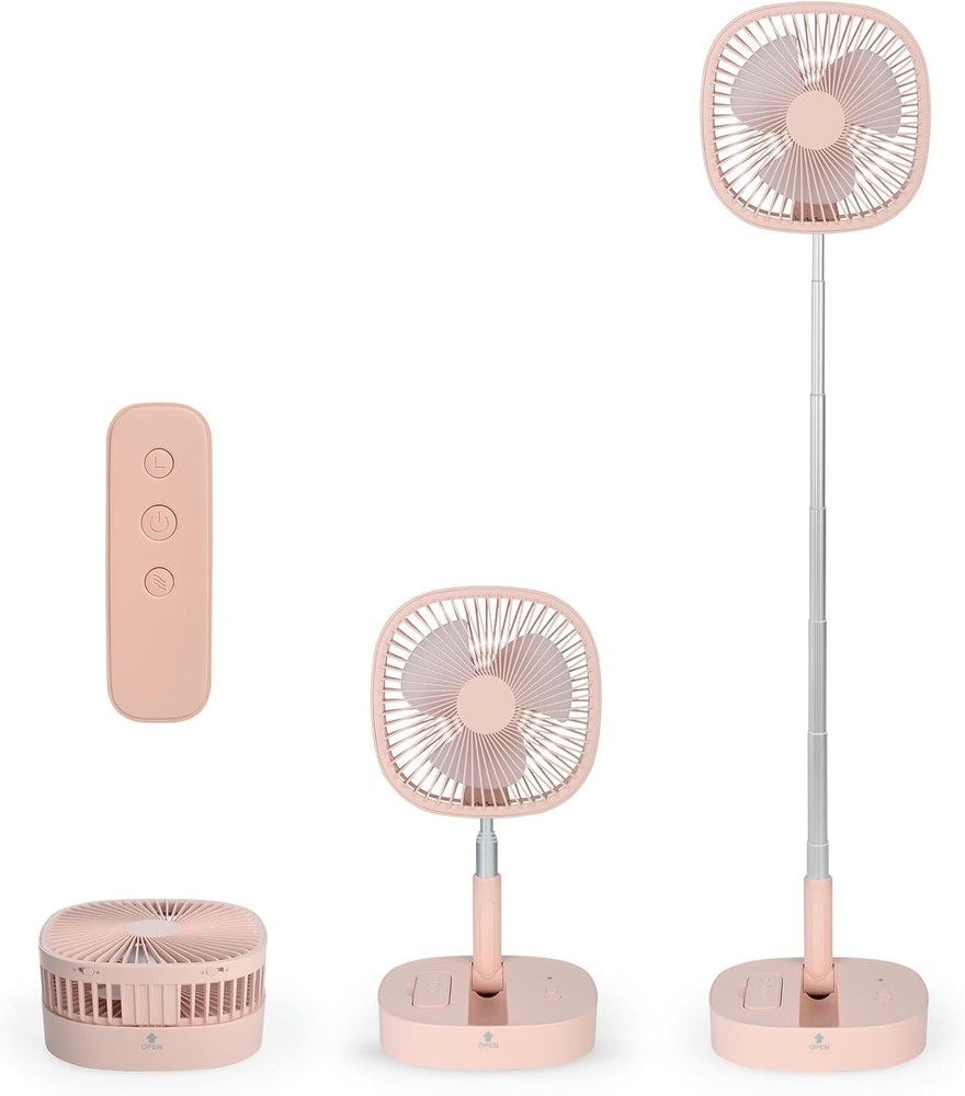 Foldable Desk Fan,Rechargeable Battery,Remote Control Retractable 4 Speed Silent