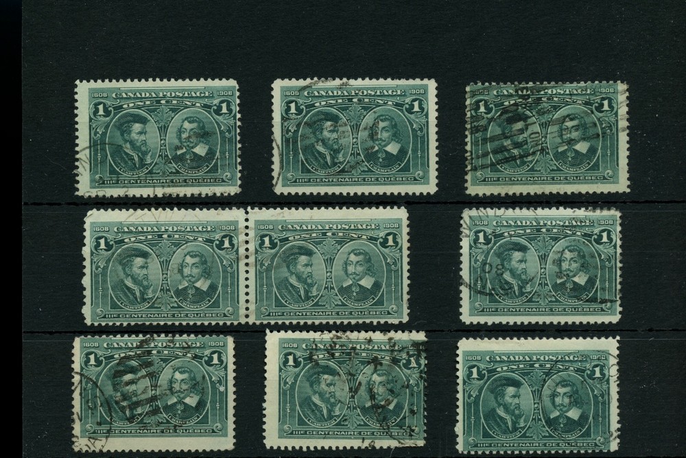 One Tercentenary lot x 9 Canada used