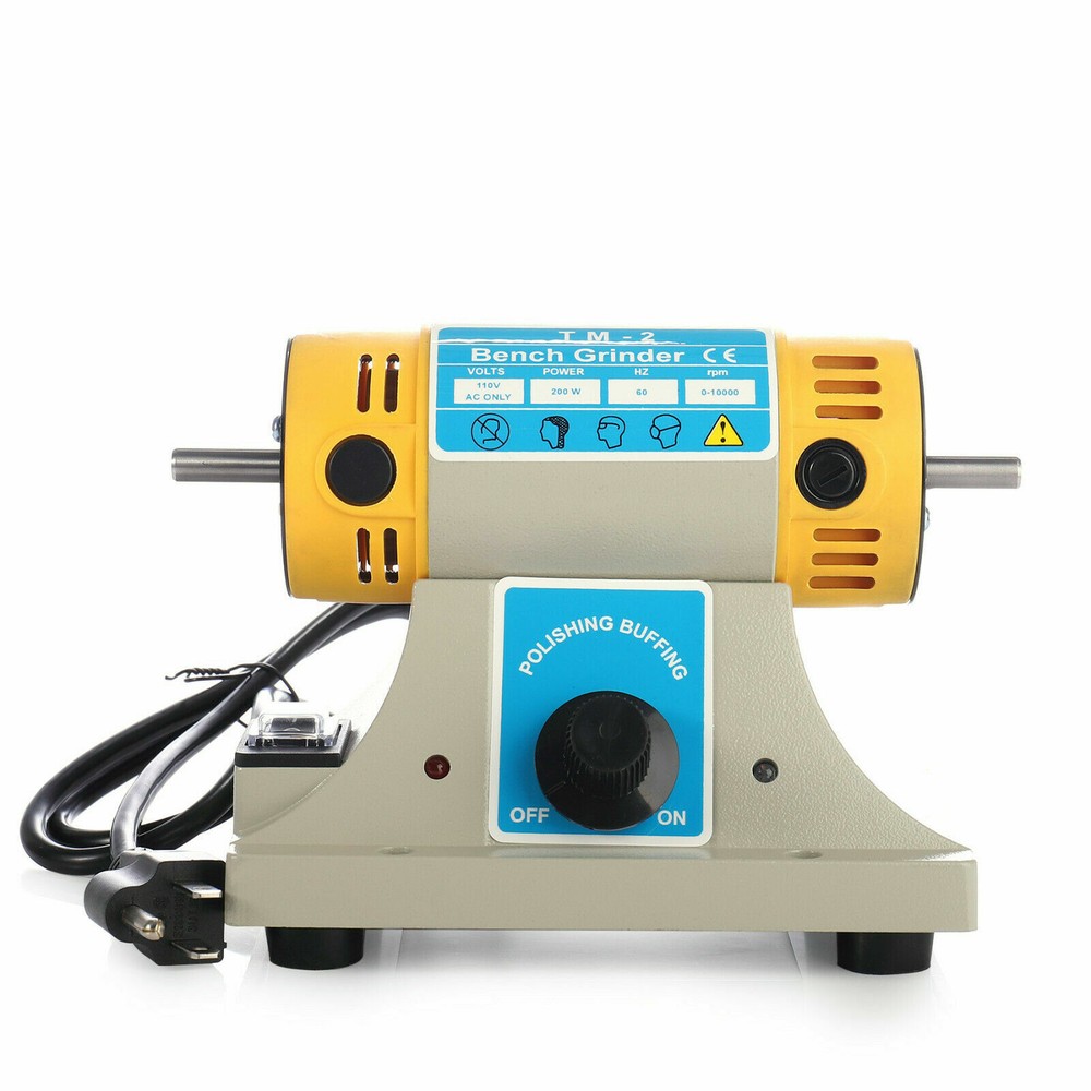 200W Mini Bench Buffer Polisher Jewelry Rock Polishing Grinding Buffer Machine