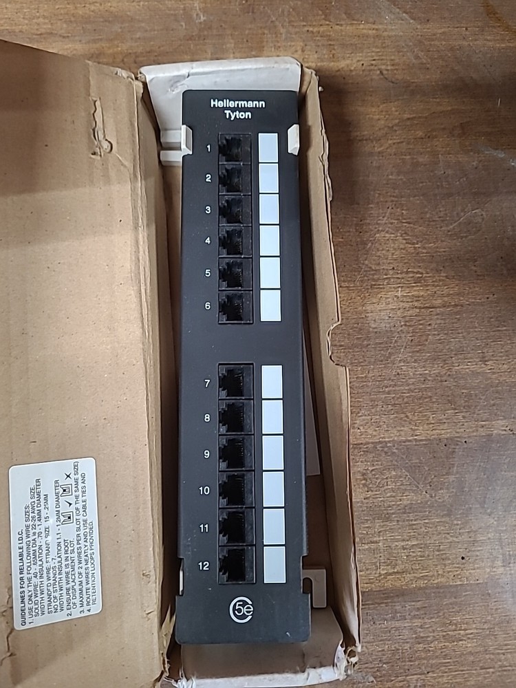 Hellermann Tyton PP110C5E12V Category 5e Vertical12 Port Patch Panel, Black