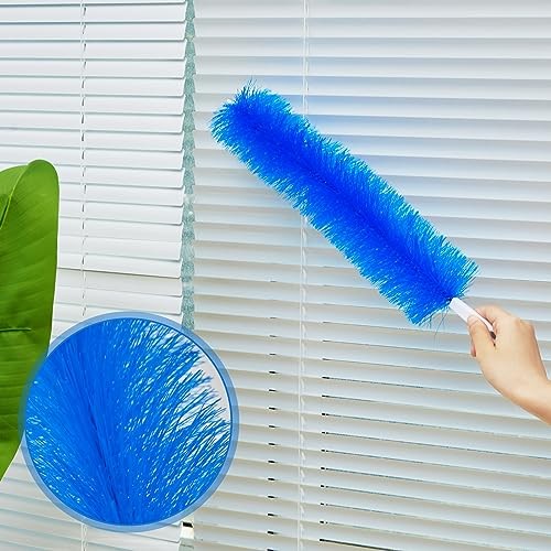 2 Pcs Cobweb Duster Bendable Fan Duster Plastic Dust Cleaner Microfiber 1 Blue