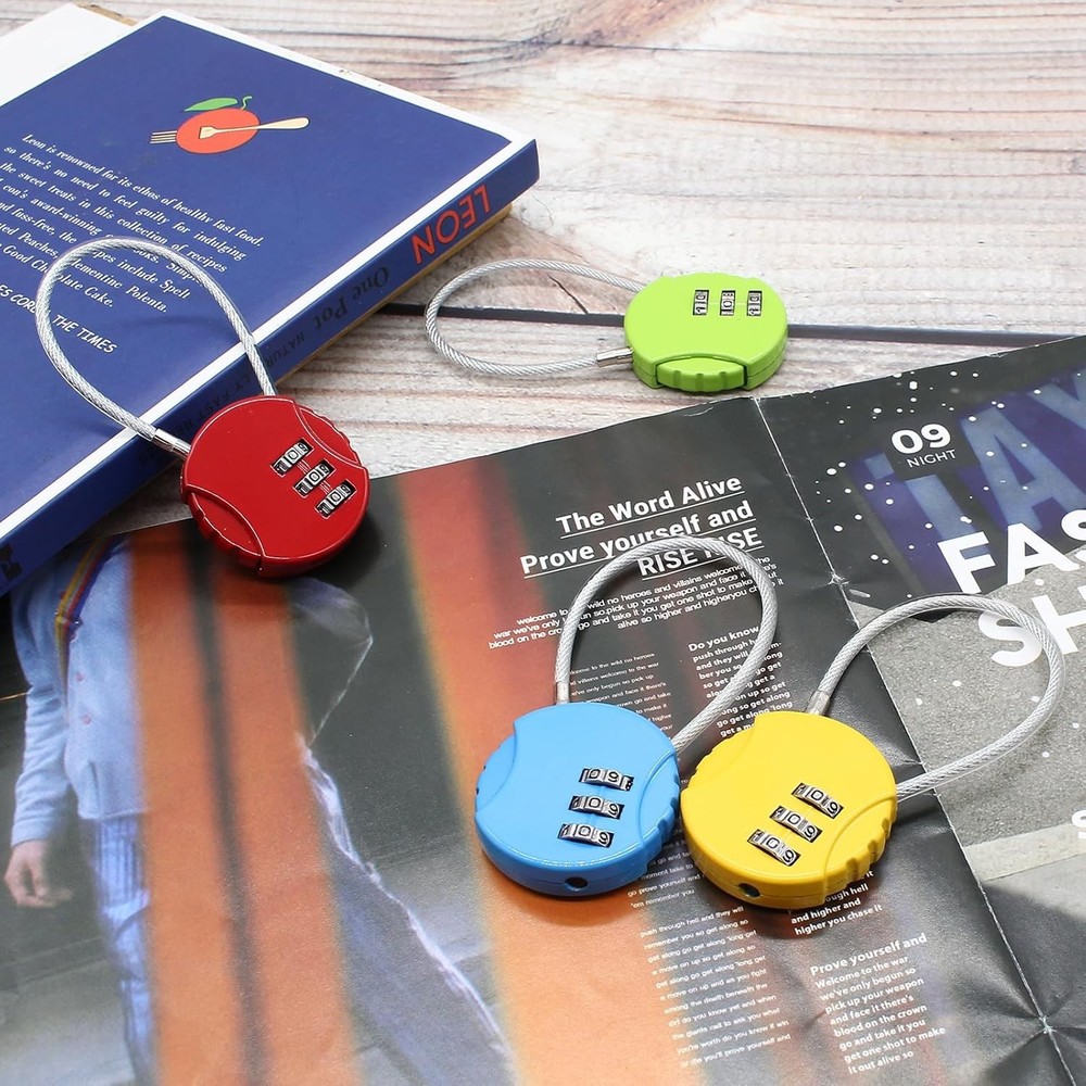 6PCS 3 Digit Combination Lock, Small Cable Locks Waterproof Padlock with Wire Ro