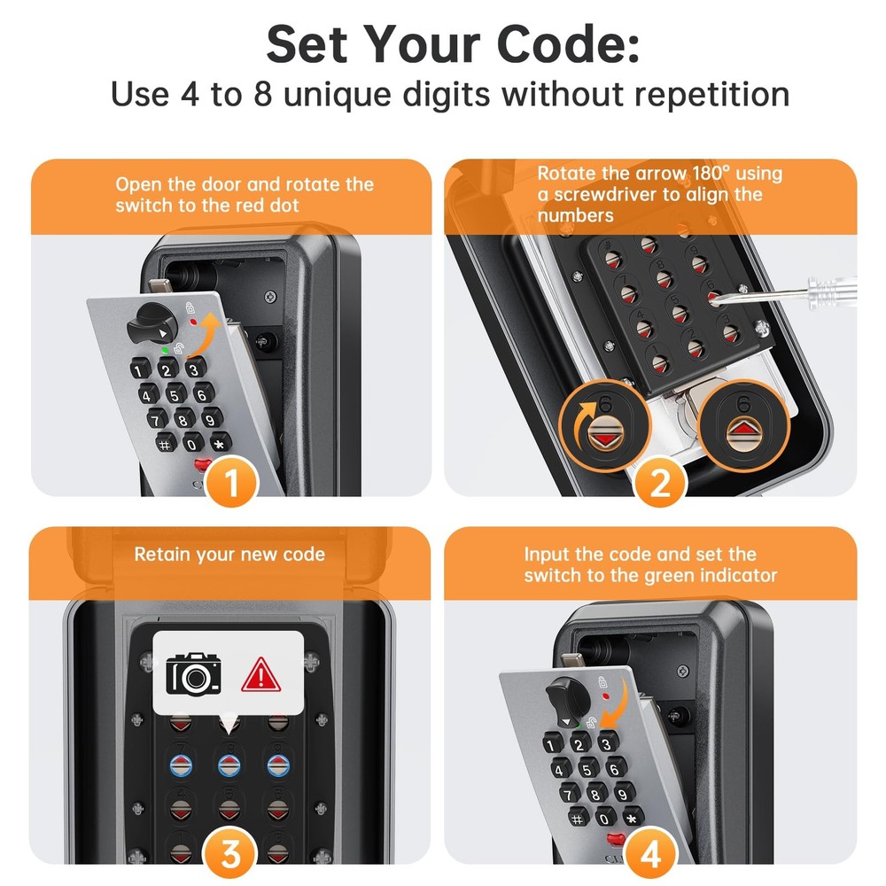 Key Lock Box,Customizable 12-Digit Combination,LockBox for Keys with Resttabl...