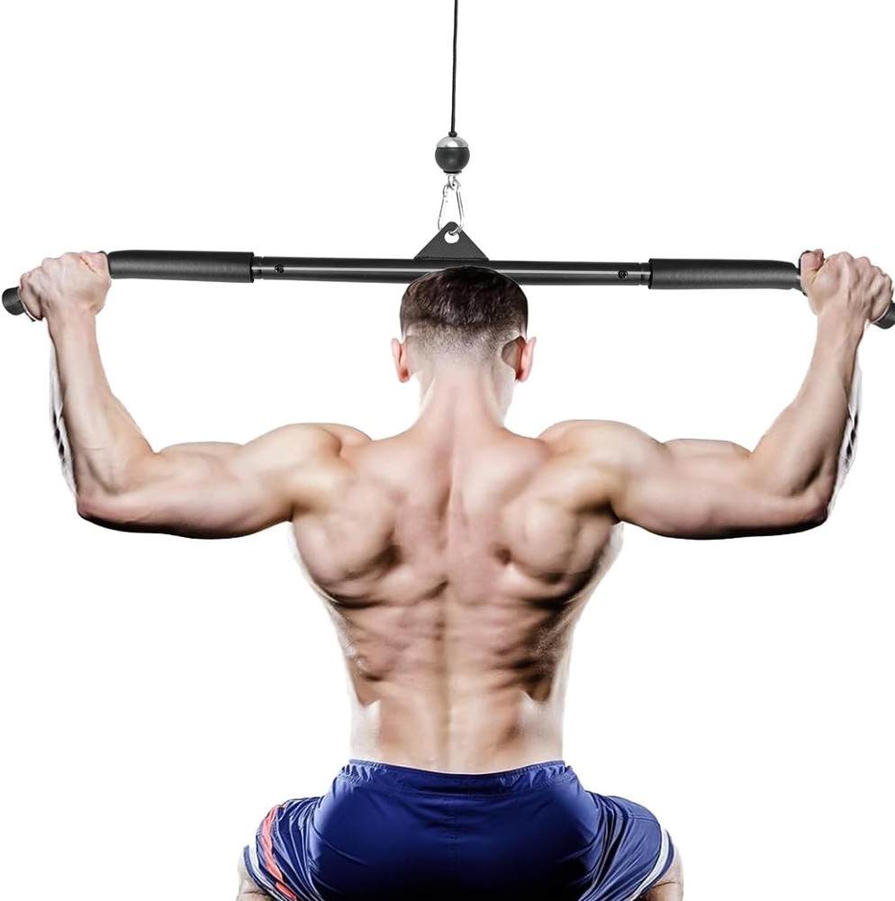 LAT Pull Down Bar Cable Machine Attachment Bar Accessories with Rubber  Home Gym