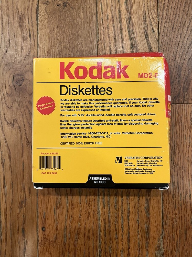 Vintage Kodak 5 1/4" Diskette 2S 2D Double Sided Density 12 Computer Discs Disk