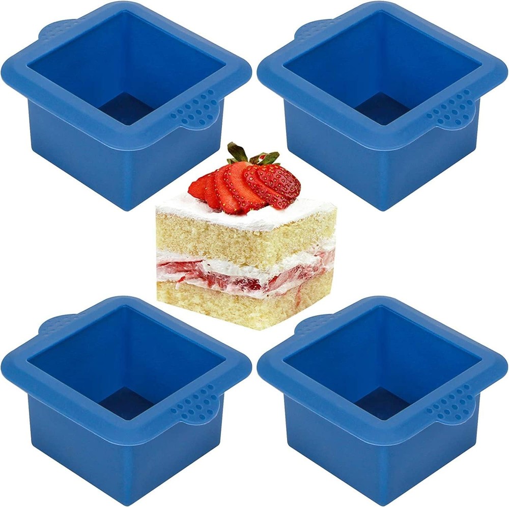 Webake Silicone Square Mold 3x3 Inch Mini Cake Pan for Square, Blue