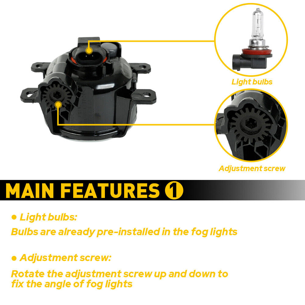 Fit 2016 2017 2018 2019 2020 2021 Honda Civic H8 Halogen Fog Lights Lamps Pair