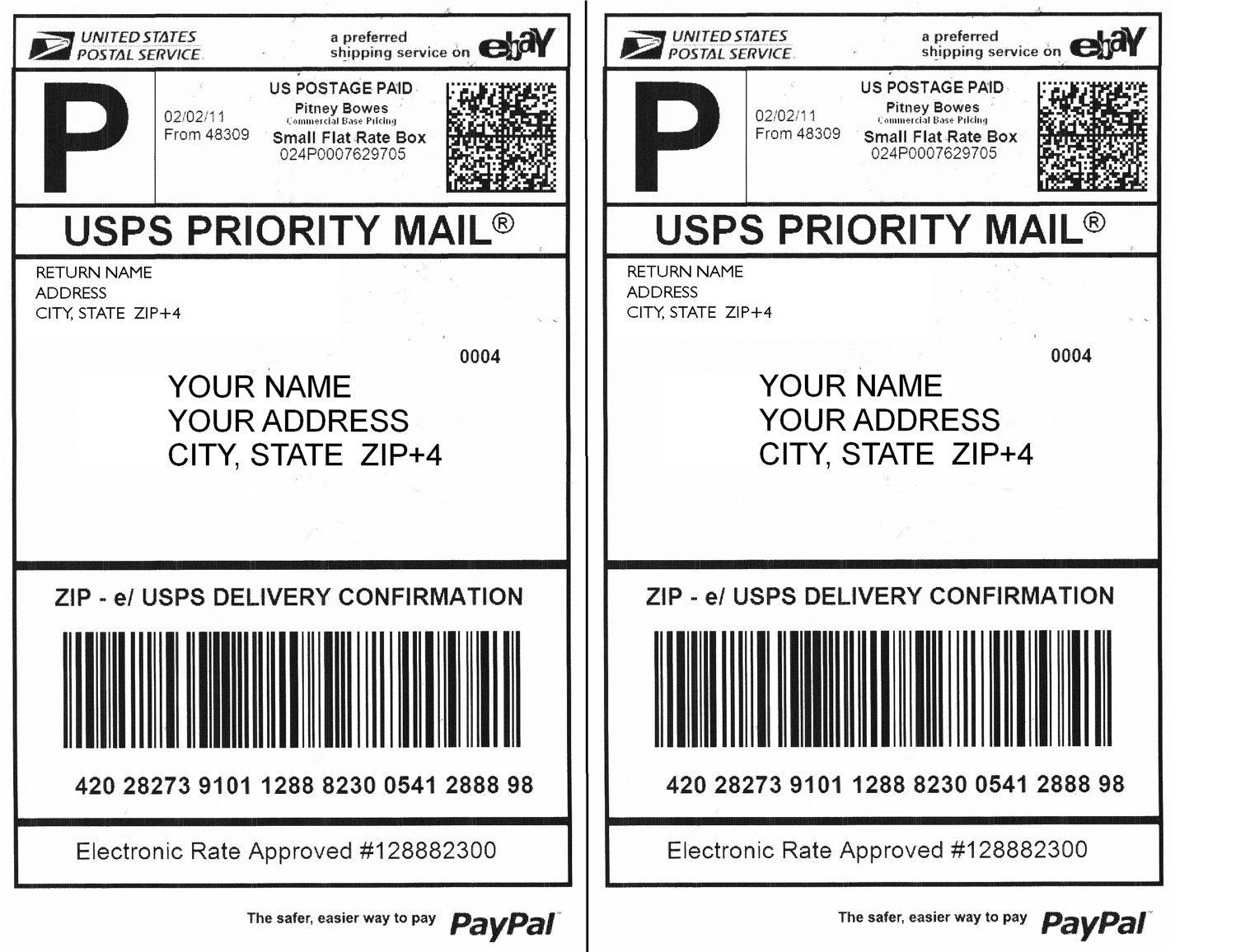 Self Adhesive white Paypal Mailing Shipping Labels Stickers + Extra GIFT