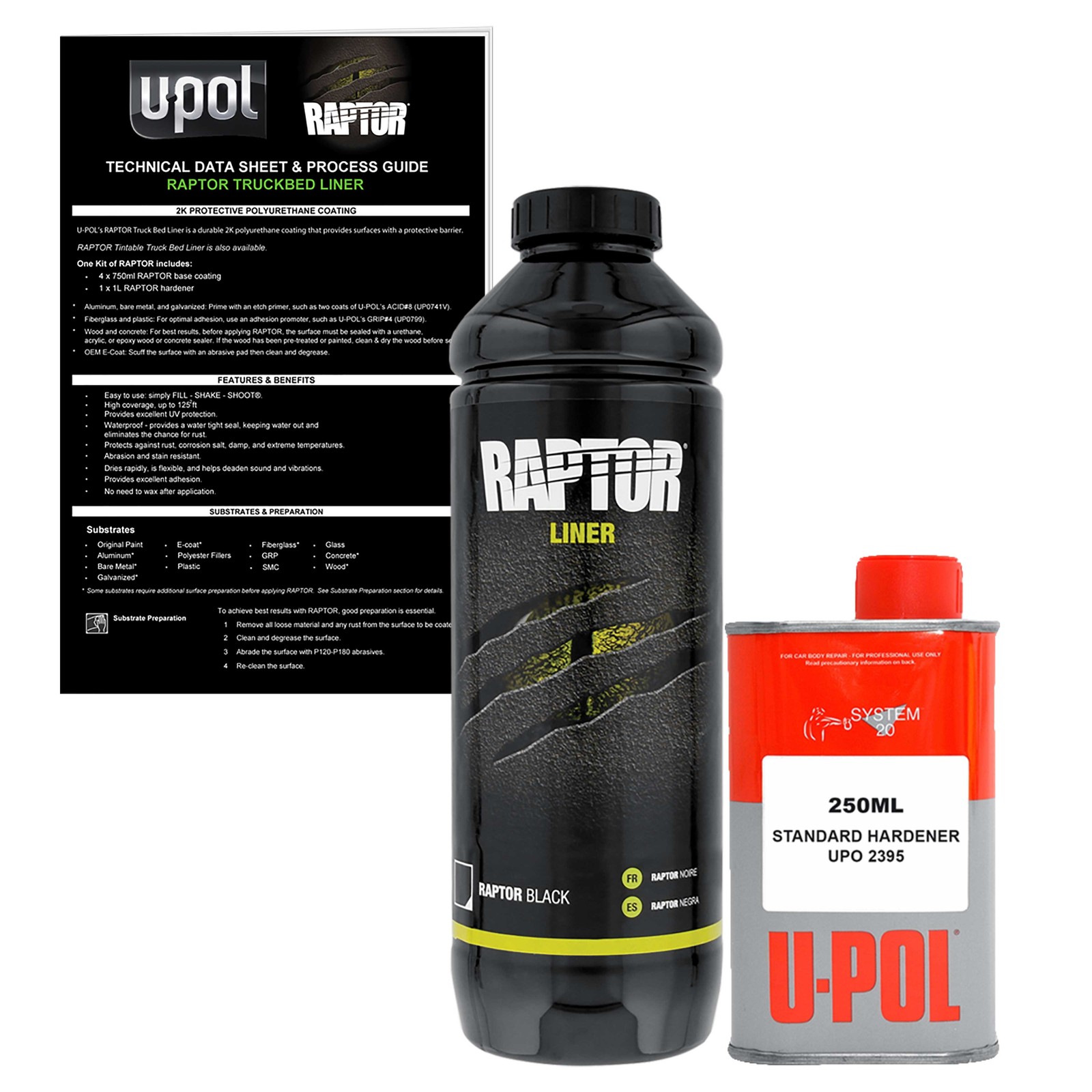 Raptor Black Urethane Spray-On Truck Bed Liner Kit, 1 Quart