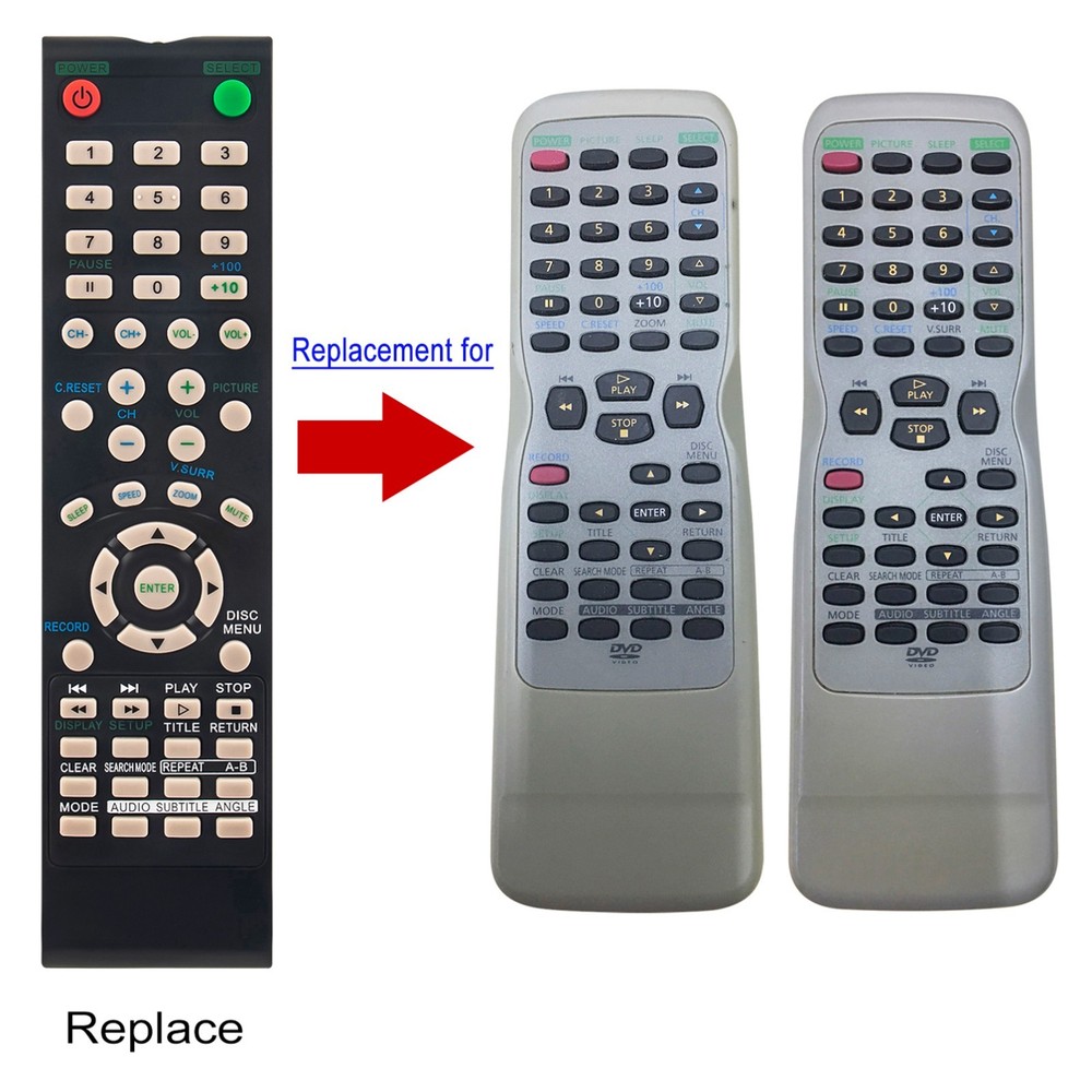 NE222UD N9278UD Replace Remote for Emerson Sylvania TV VCR DVD EWC19T5 EWC19T3
