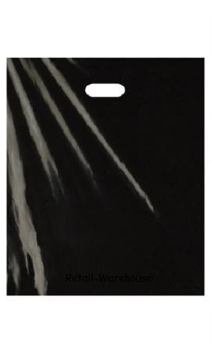 Plastic Bags 500 Black Retail Merchandise Shopping Diecut Handle 15" x 18" x 4"