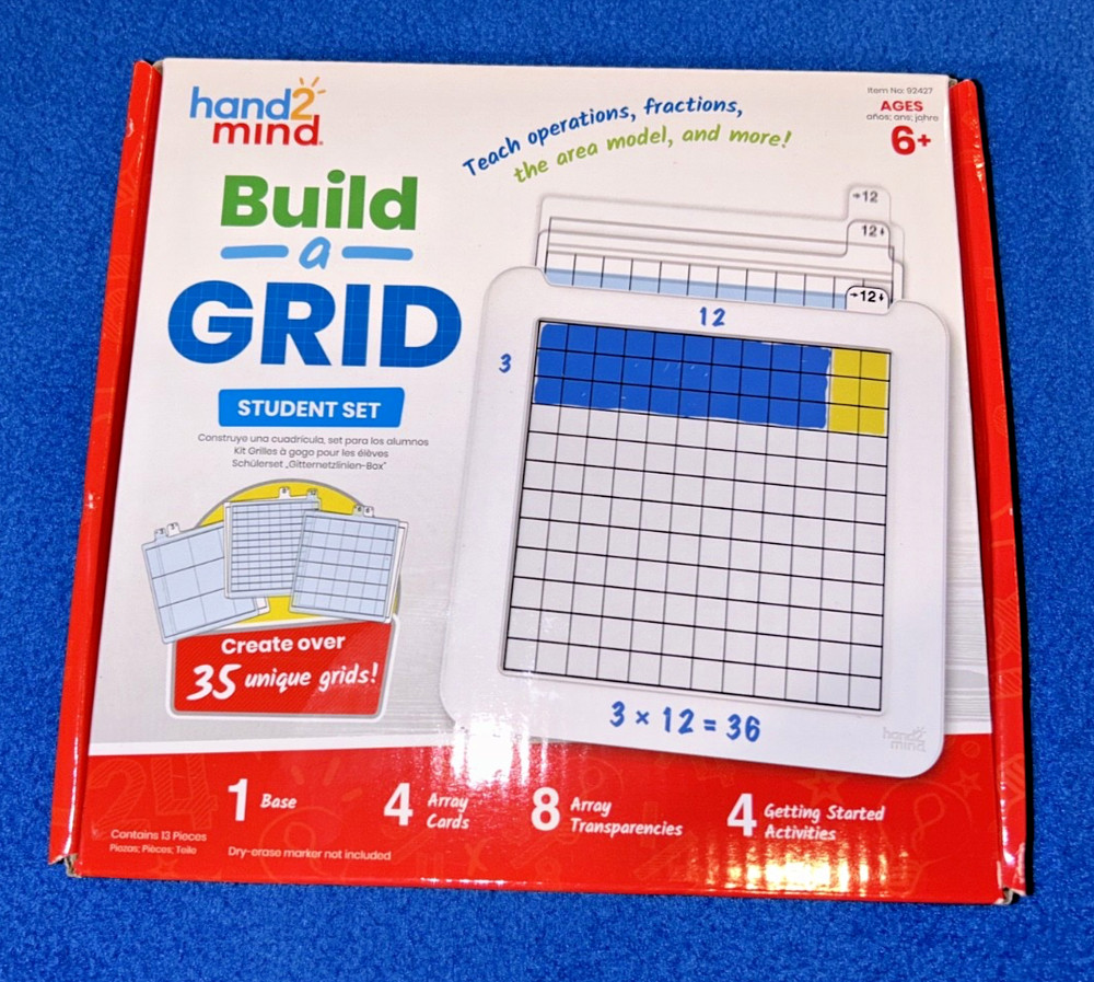 Hand2Mind Build-A-Grid Student Set Math Wipe Off Transparency Teaching Tool