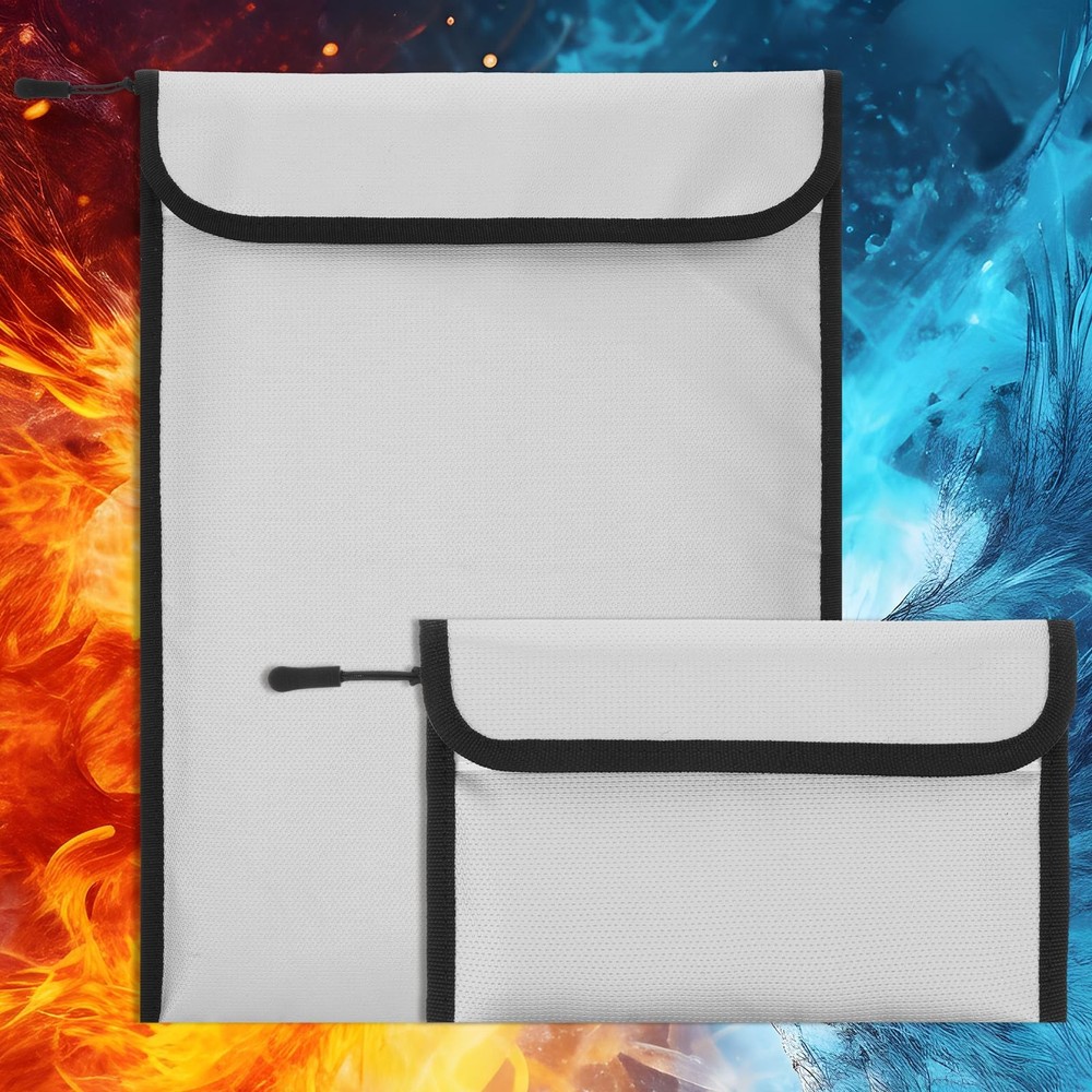 Fireproof Document Bag Set - Waterproof Zippered Storage for Important Papers