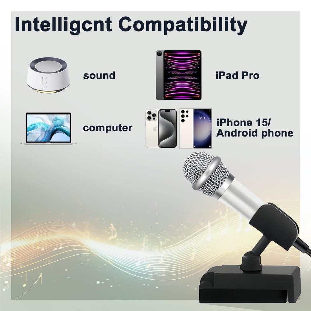 USB C Mini Microphone Karaoke, Portable ASMR Microphone for Android Phone/iPh...