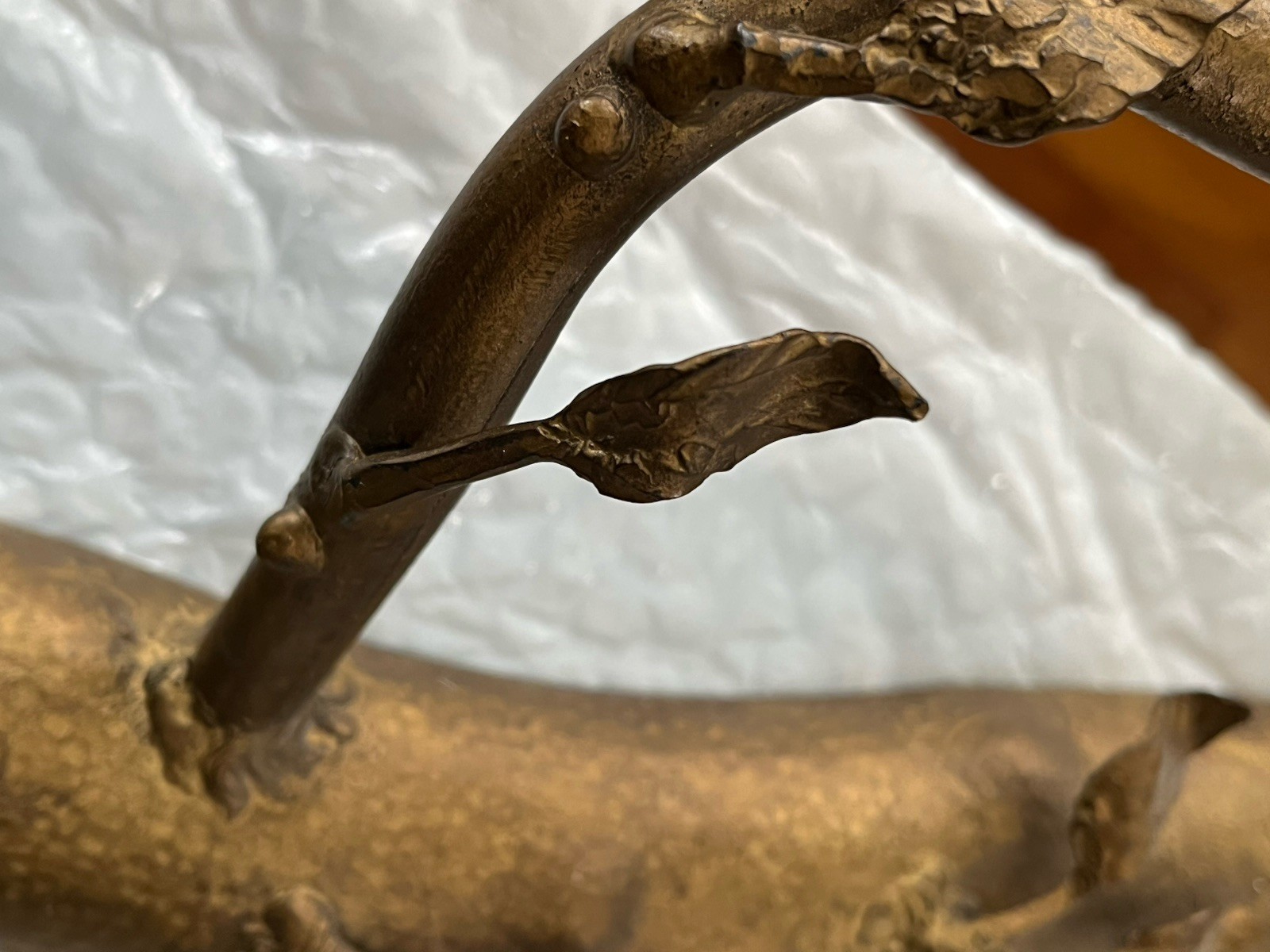 Vintage Pair Solid Bronze Gilt Magical Mystic Forest Wall Candle Holder Sconces