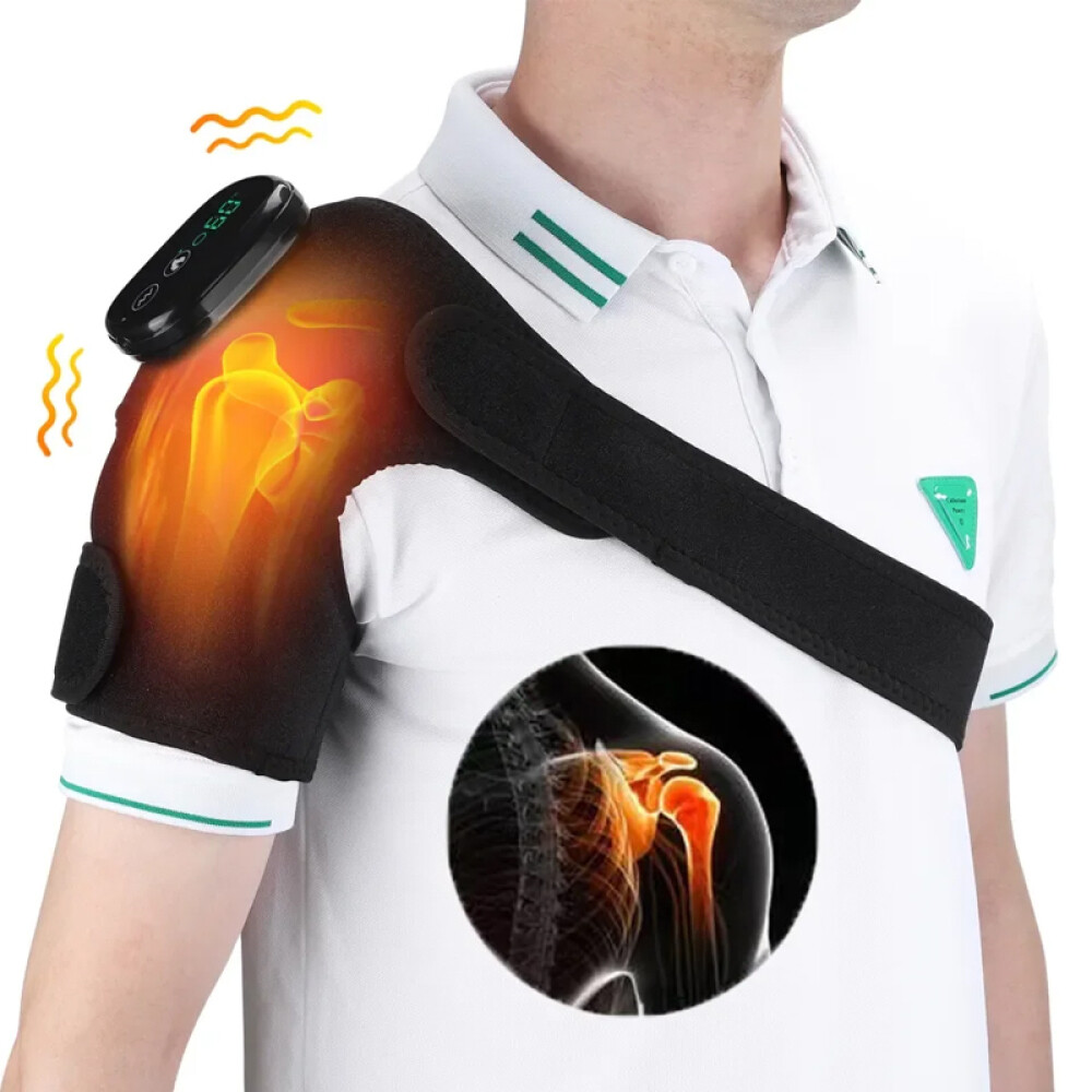 Rechargeable Heated Shoulder Brace Massage Rotator Cuff Support Compression Wrap
