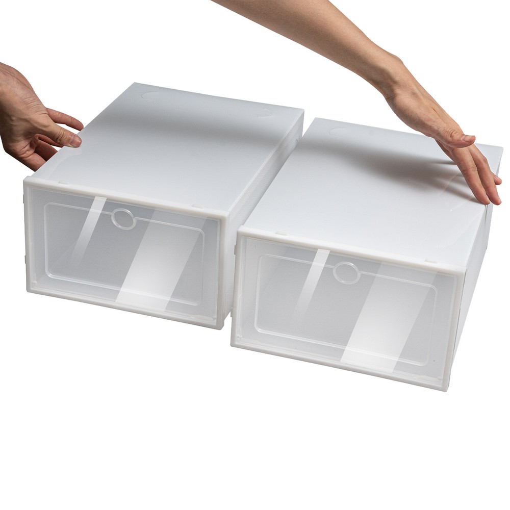 24Pcs Shoe Storage Box Clear Plastic Shoes Case Stackable Organizer Display