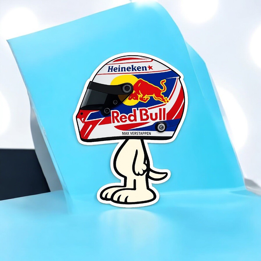 F1 Max Verstappen Helmet Snoopy Sticker | Racing Fan Vinyl Decal