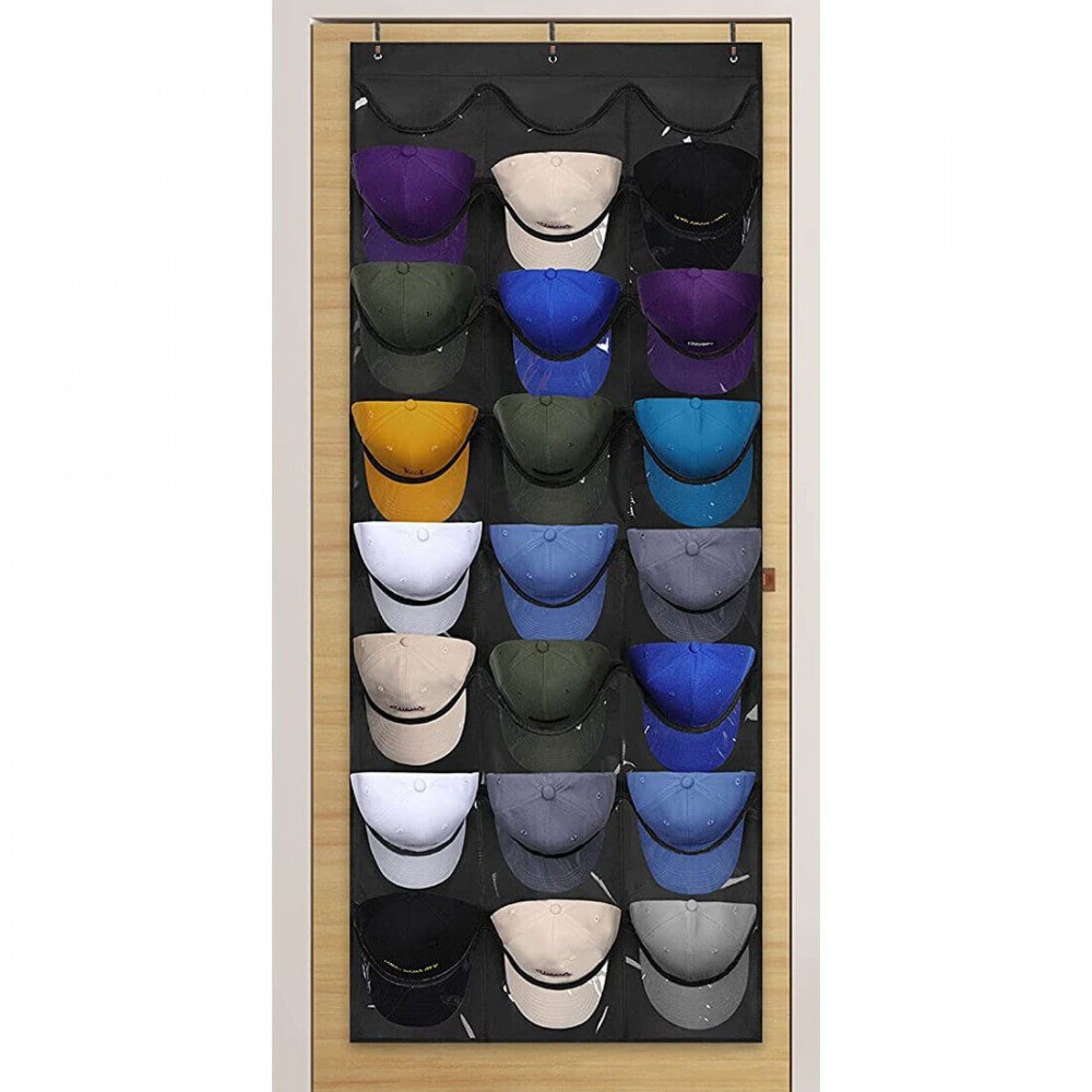 48Hat Rack Organizer Baseball Holder Deep Storage Pockets Door Wall Caps Stand
