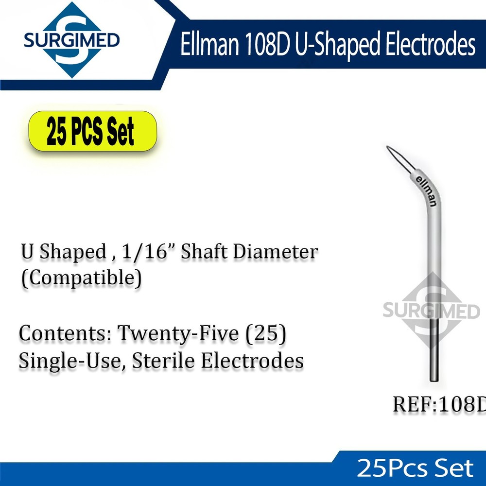 Ellman 108D U-Shape Electrode -Twenty-Five (25) Single-Use Disposable