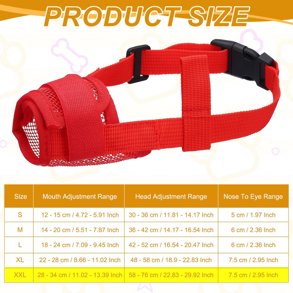 Dog Muzzle Soft Mesh Muzzle Mouth Guard Cover Red XXL