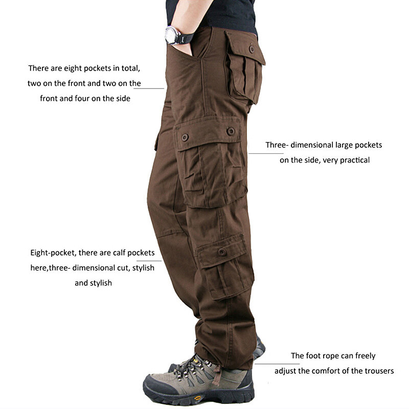 Men's Army Tactical Combat 100% Cotton Cargo Work Pants Outdoor Hiking Trousers
