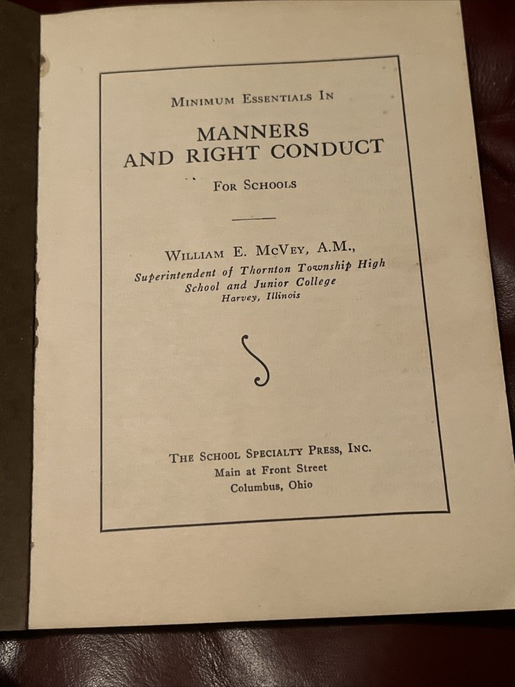Minimum Essentials In Manners And Right Conduct For Schools
