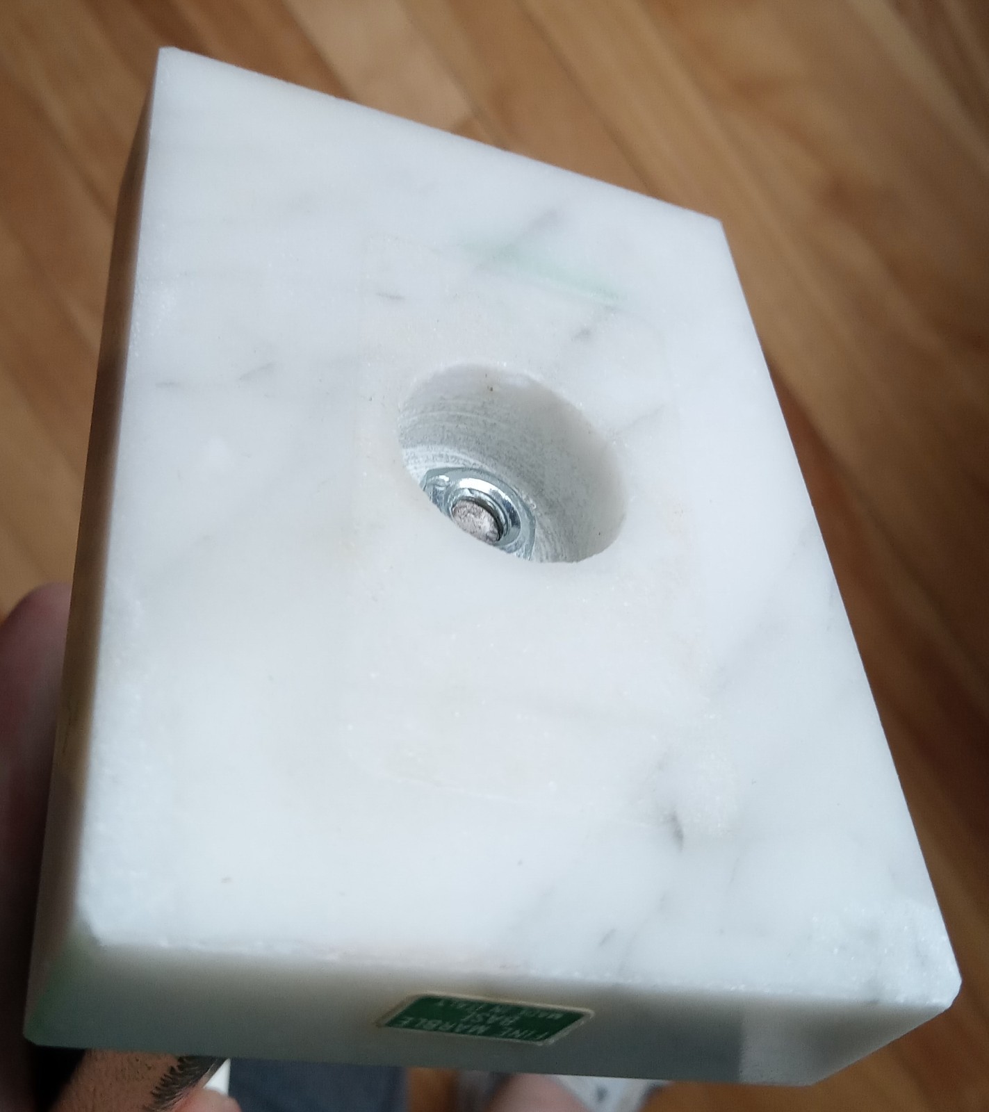 Vtg MCM Deco Italian Marble Baseball Softball Trophy Gold Metal Mid Century EUC