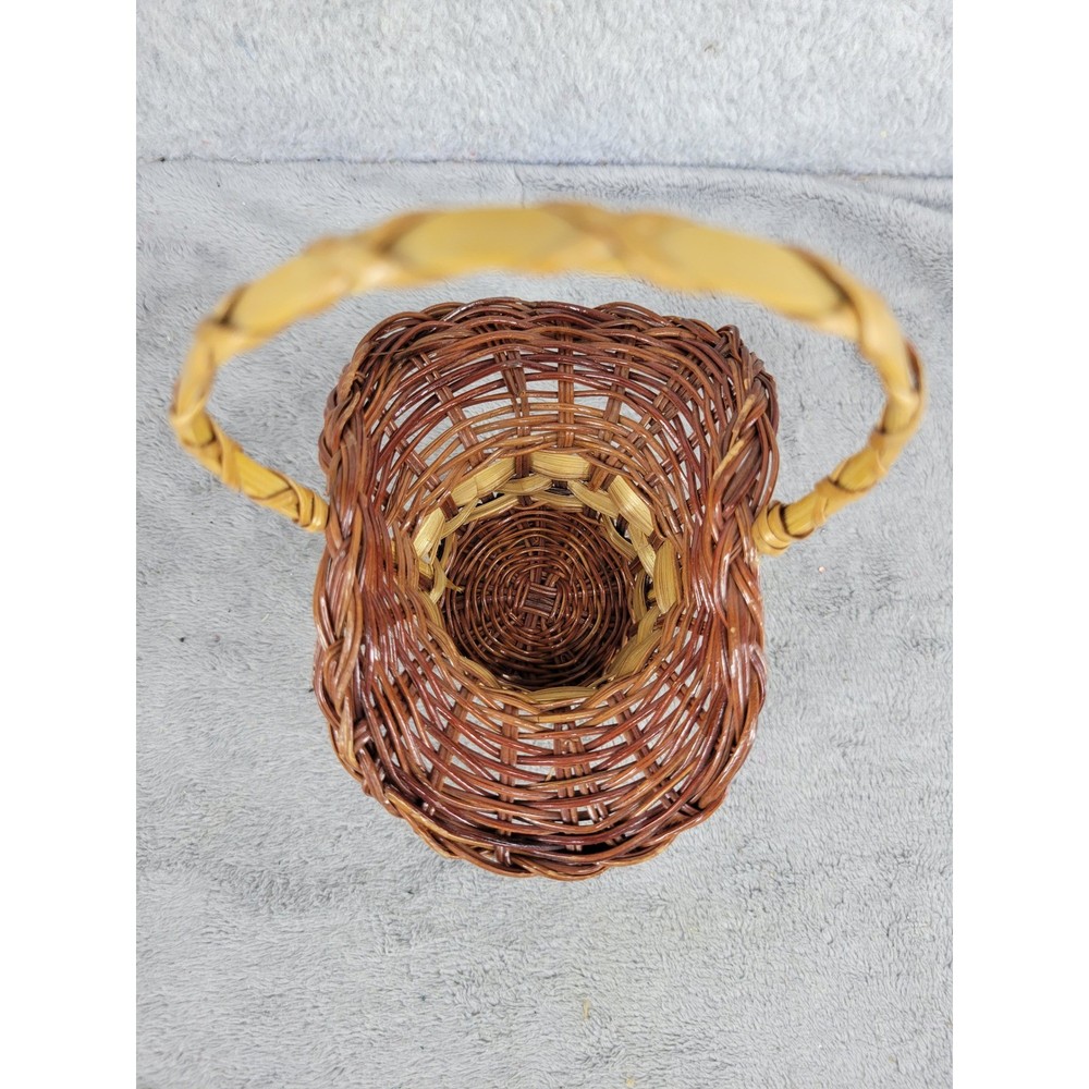 Mini Wicker Basket Decorative Handle Small Rattan Weave Accent