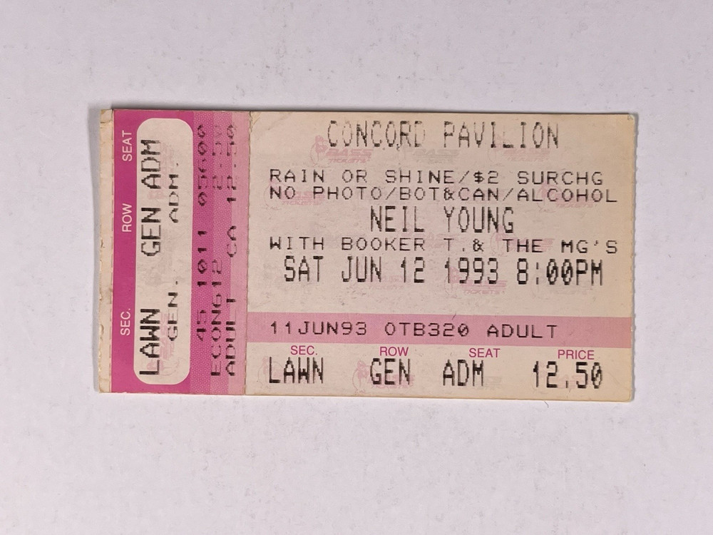 Neil Young Ticket Original Concord Pavilion Saturday 12th June 1993