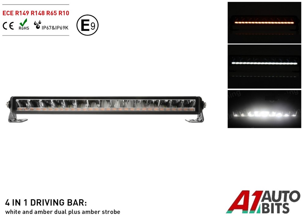 22" Led Light Bar Position Emergency Warning Hazard Flash Strobe Beacon Amber
